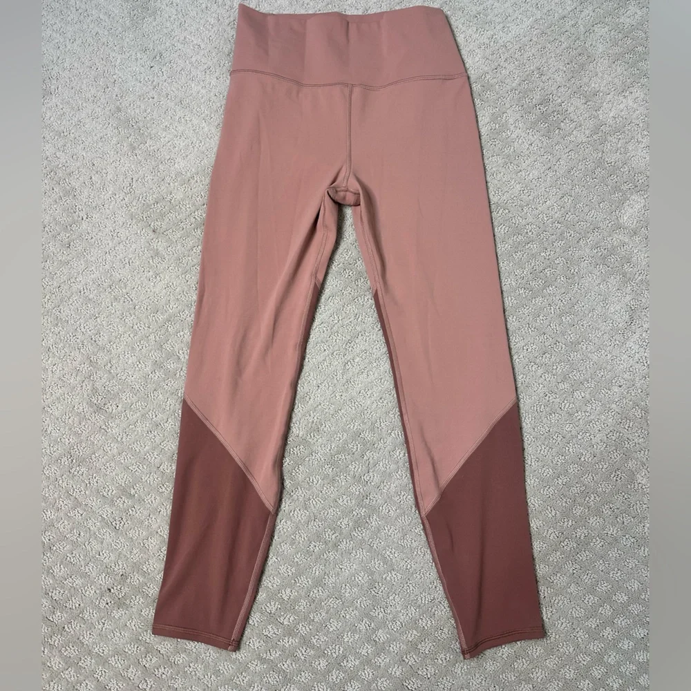 Sz L Vuori Colorblock Studio leggings full length high rise pale pink dusty rose - Picture 4 of 10